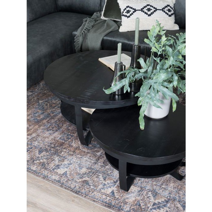 Coffee table Cilamon - 90 cm - Black top - Black base
