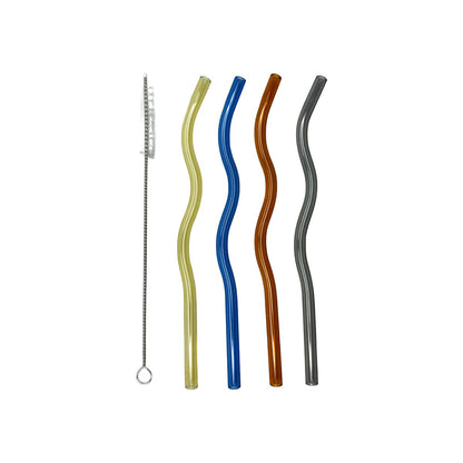 Glass multicolored straws - Lot of 4