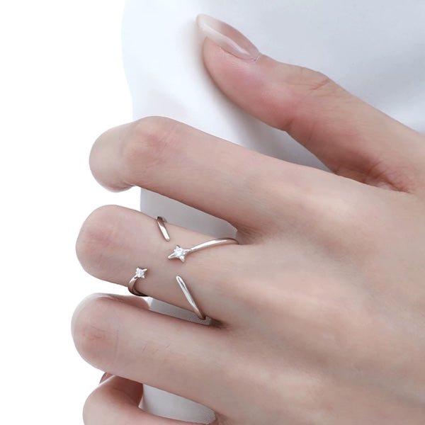 Sterling Silver Star Trace Double Sided Ring