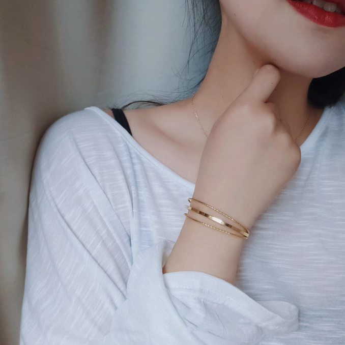 Minimalist Open Bangle Set – Gold & Silver