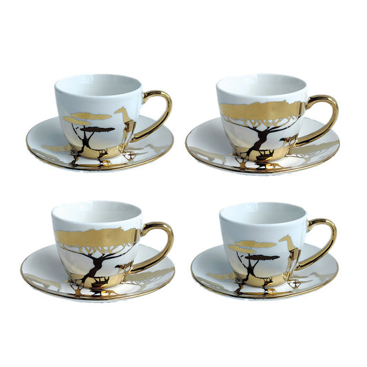 SAVANA DORE COFFEE CUPS AND SAUCERS - SET OF 4