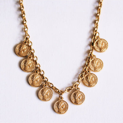 Bold chain necklace with coins