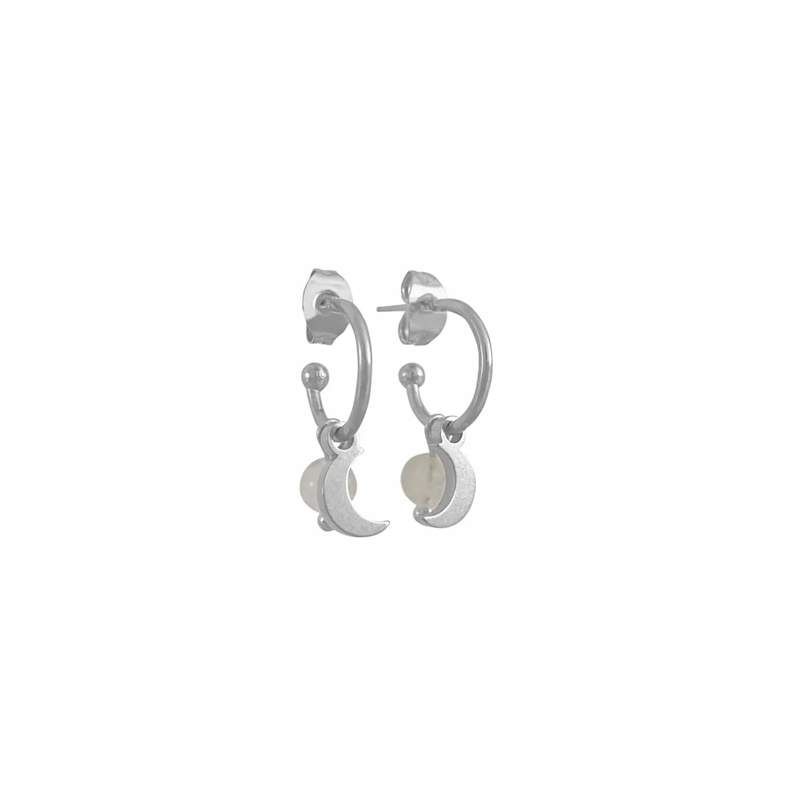 Earrings Moon & Moonstone - Silver