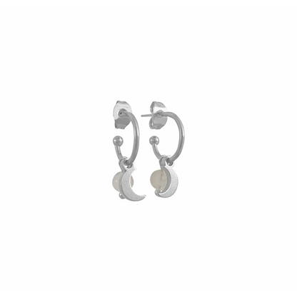 Earrings Moon & Moonstone - Silver