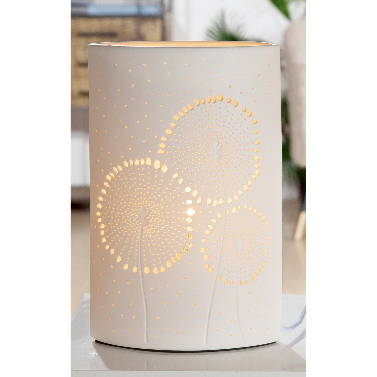 Porcelain lamp ellipse “Dandelion”