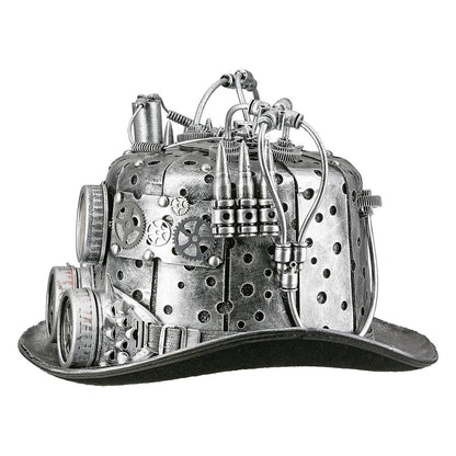 Hat cylinder steampunk, silver colored H.21 cm