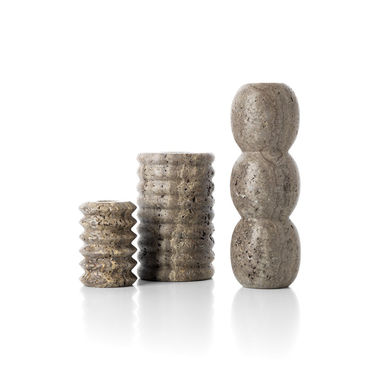 The Travertine Ripple Candle Holder - Grey - M