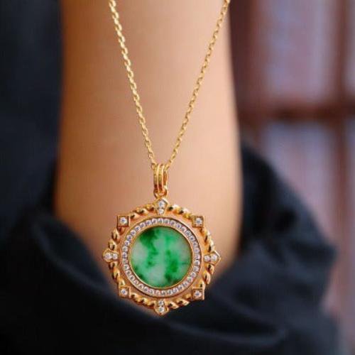 Royal Jade Round Pendant Necklace