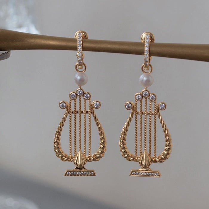 Elegant Greek Harp-Inspired Earrings