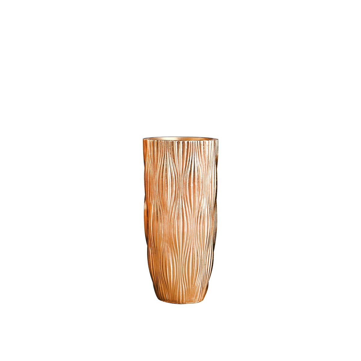 Golden vase striated in polyresin 36x36x90cm