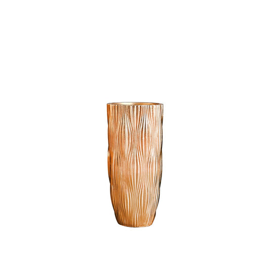 Golden vase striated in polyresin 36x36x90cm