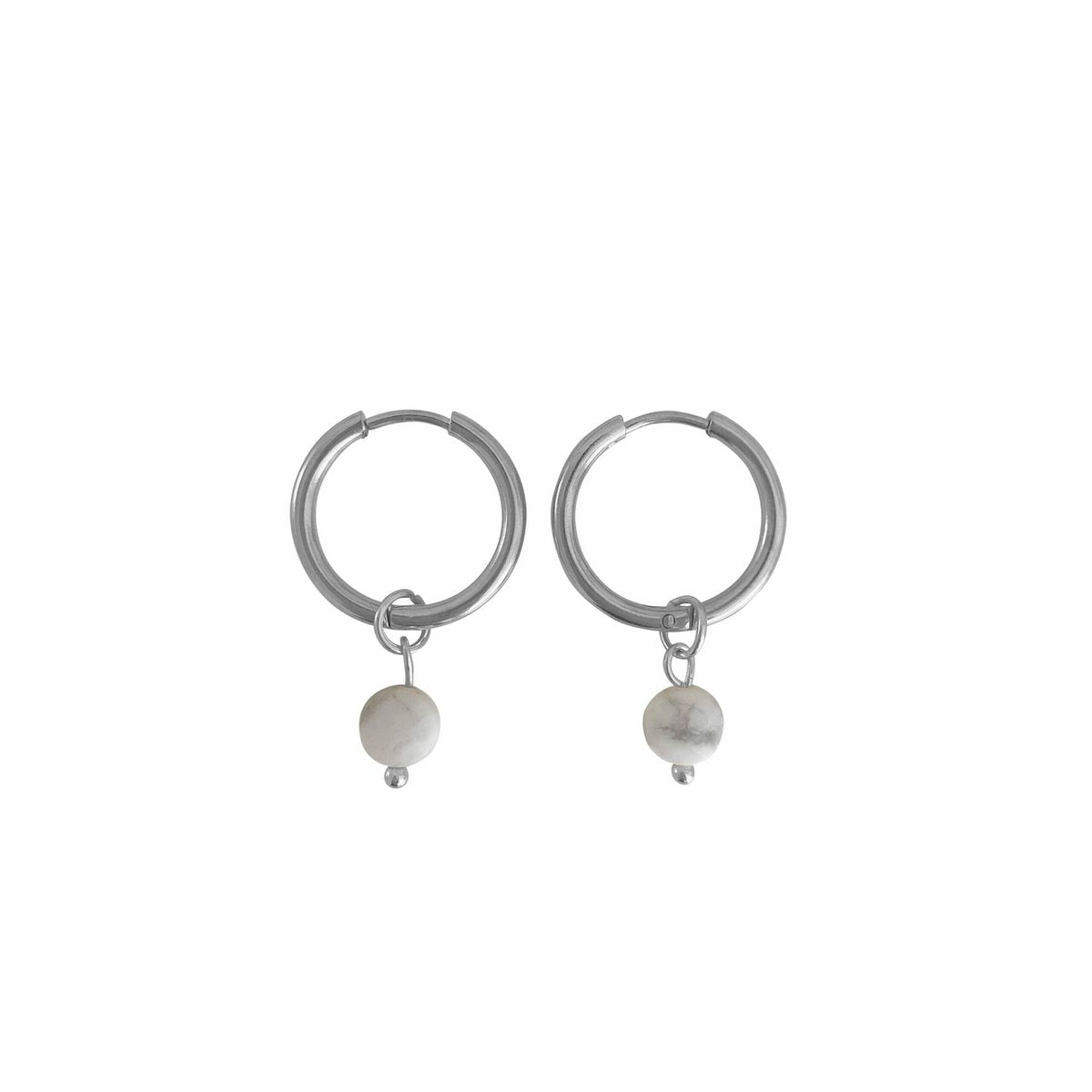 Earrings Howlite Faceted - Silver