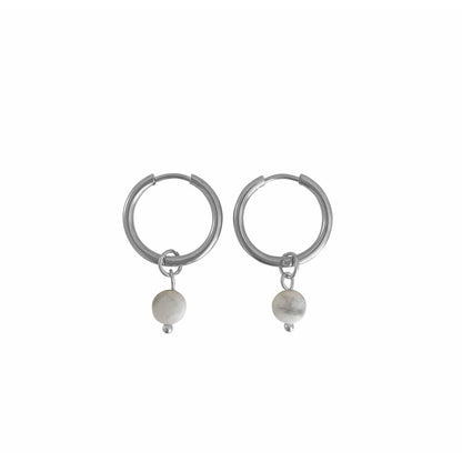 Earrings Howlite Faceted - Silver