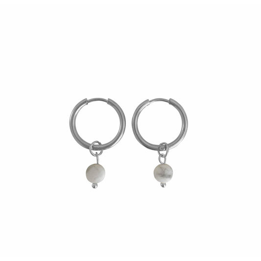 Earrings Howlite Faceted - Silver