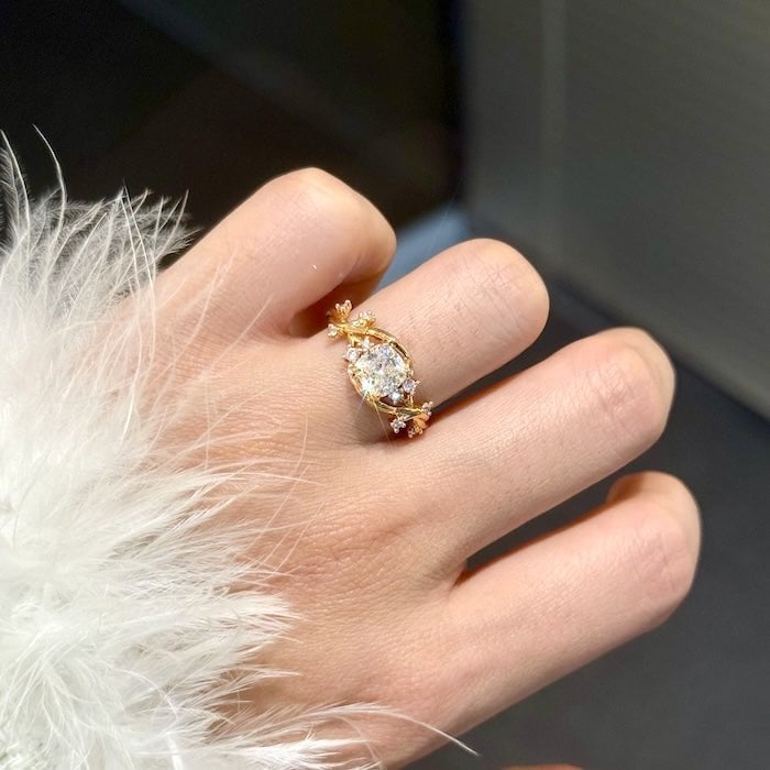 Gold Vermeil Flower Branch Ring