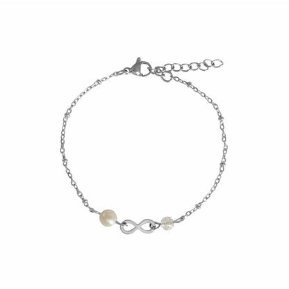 Infinity & Parel Armband - Zilver