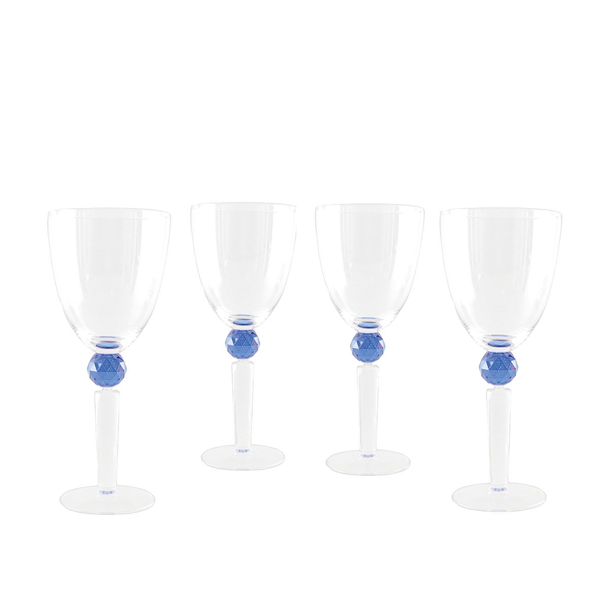 Wine glasses with blue diamond foot - Lot of 4