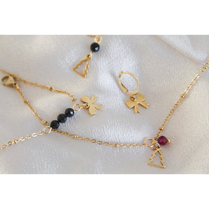 Earrings Christmas Tree & Gold Obsidian - Gold