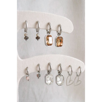 Labradorite & Zebra Feldspar Earrings - Silver