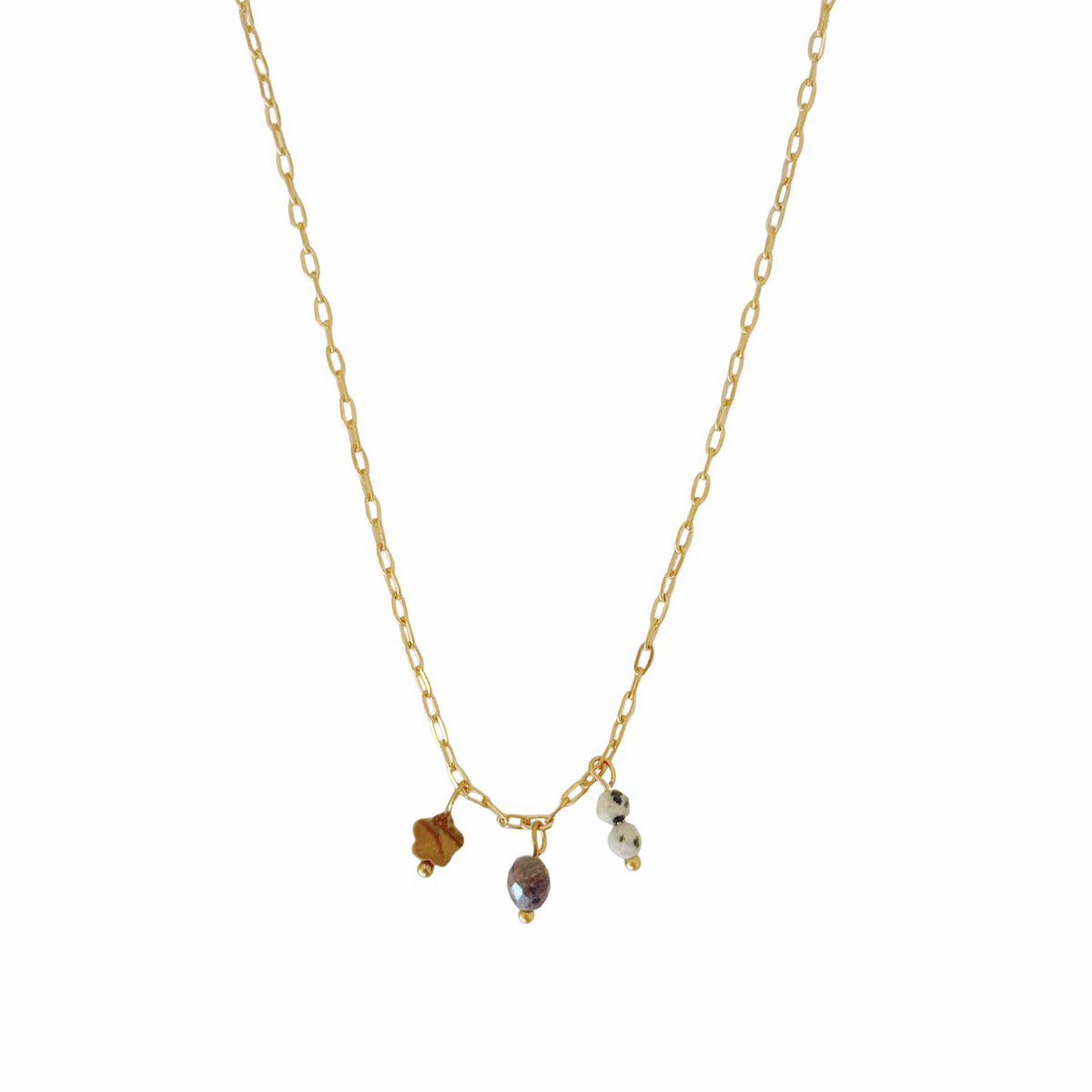 Jasper & Brown Labradorite Necklace - Gold