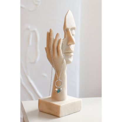 Ring & Gemstone Necklace - Silver