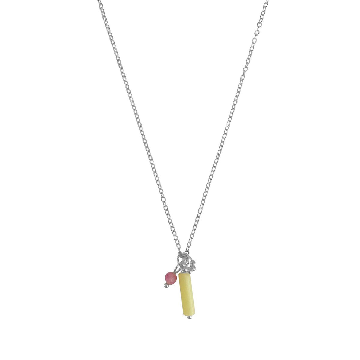 Lemon Jade & Tourmaline Necklace - Silver