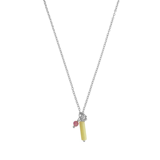 Lemon Jade & Tourmaline Necklace - Silver