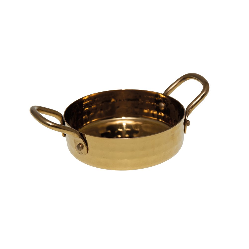 Mini golden saucepan with two rounds 10.5x10.5x3.5cm