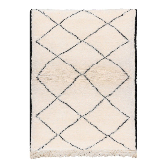 Tapis berbere authentique marocain laine noir blanc Semmarine