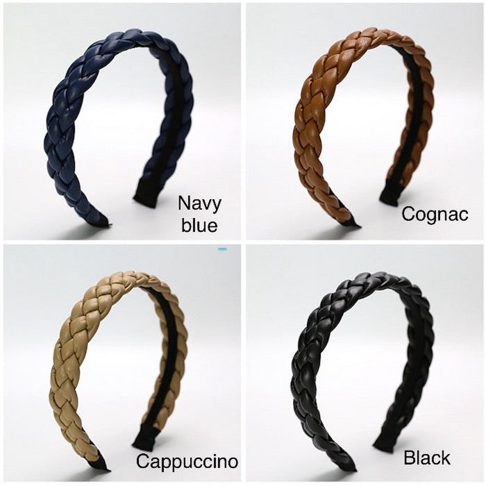 Vintage style leather look braided headband