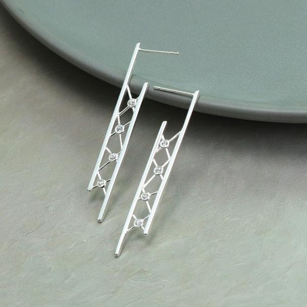 Minimalist longline net drop earrings