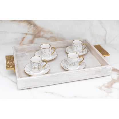 Teasy cups with white saucers abstract - set of 4
