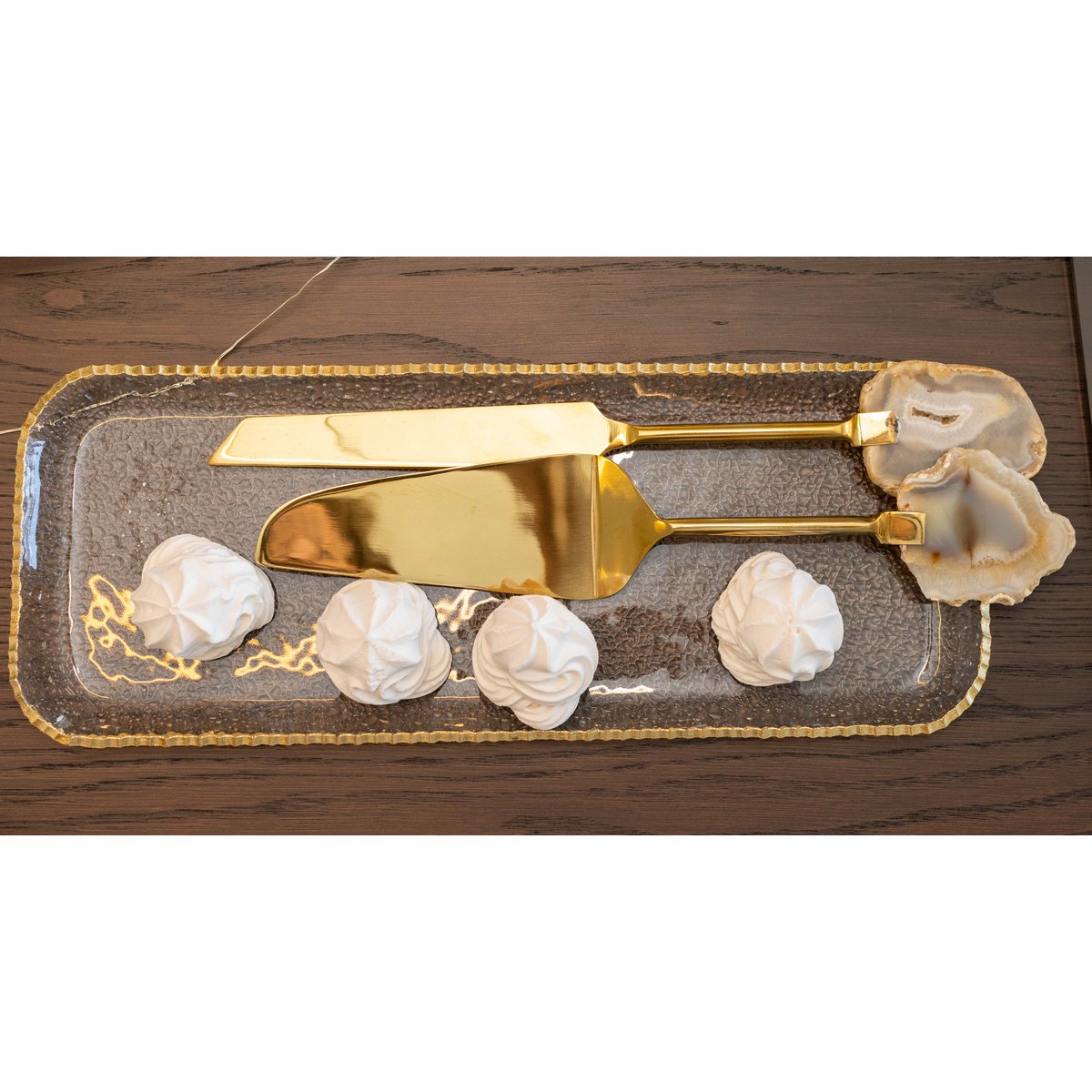 Tarte shovel and golden knife Pierre Agate Beige