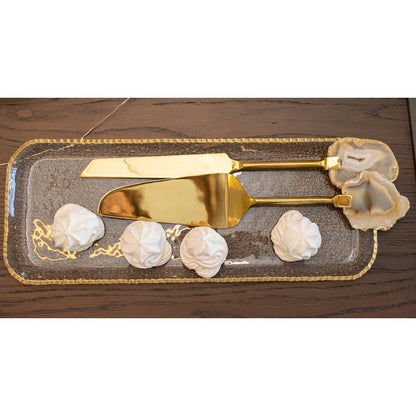 Tarte shovel and golden knife Pierre Agate Beige