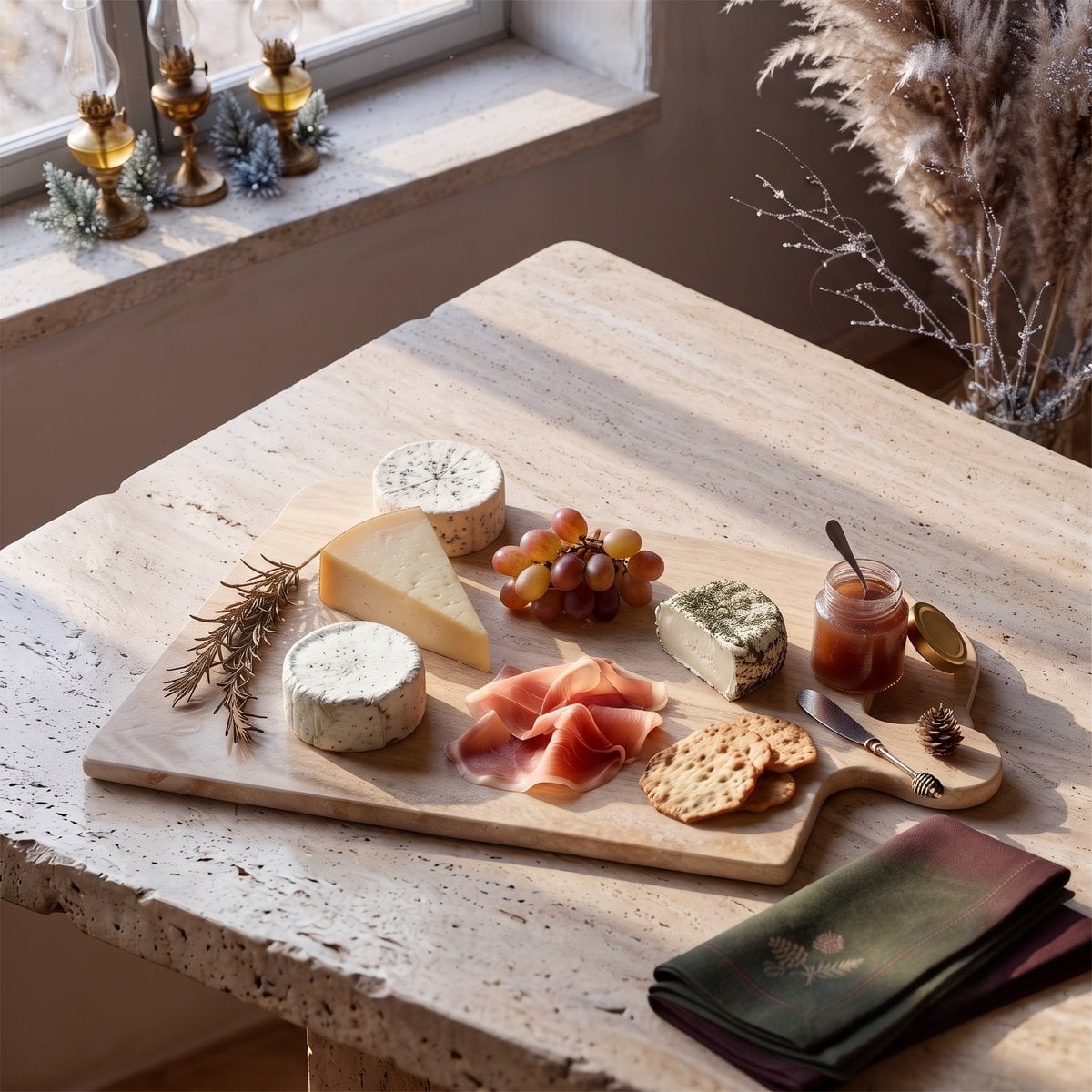Travertine effect resin cheese board cheese platter