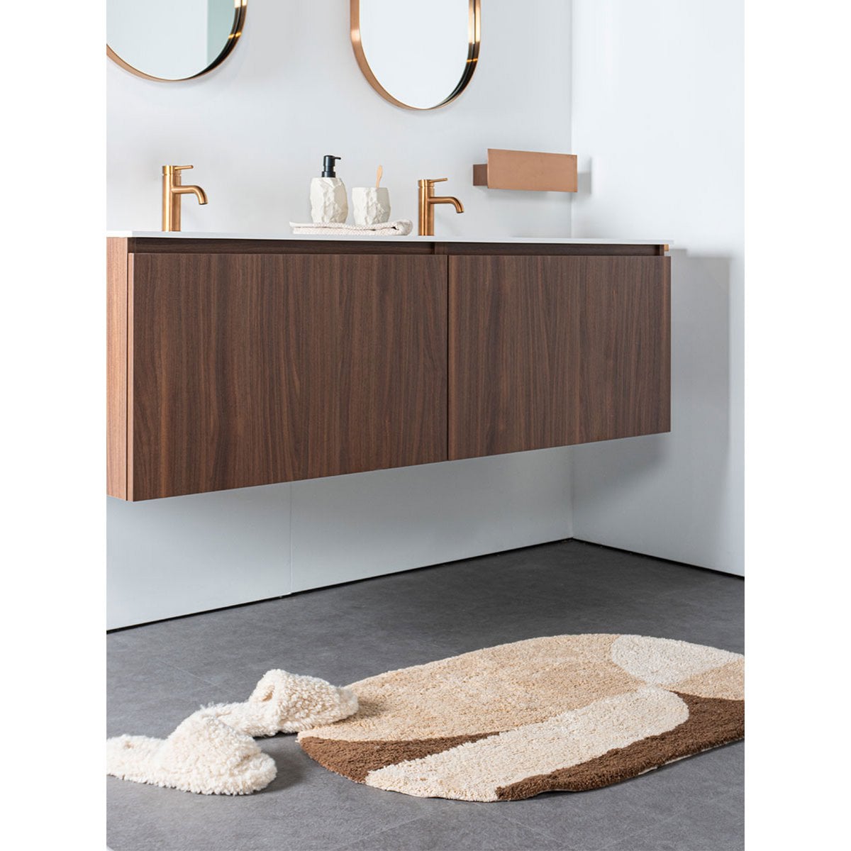 Bath mat Bowie - Beige Oval 60 x 100 cm
