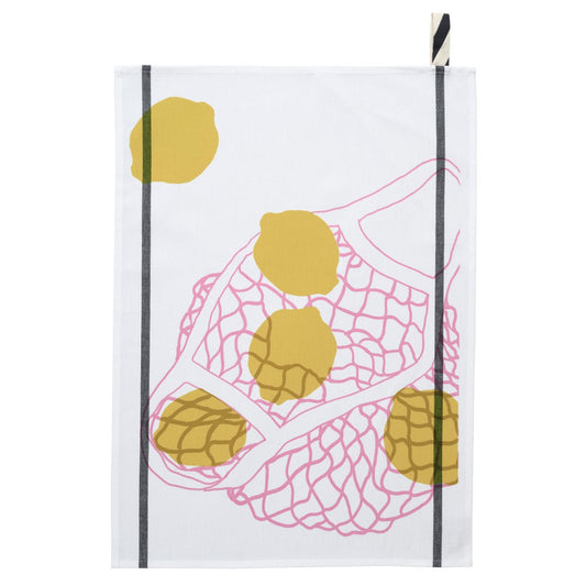 Net tea towel Lemon Yellow White 50 x 70