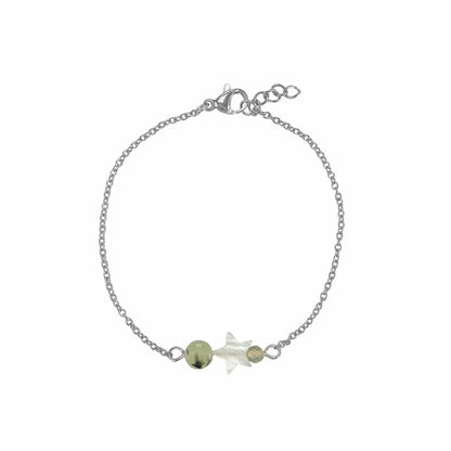 Bracelet Shell Star & Prehnite - Silver