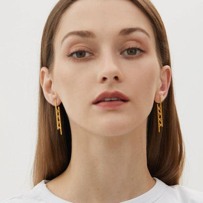 Minimalist longline net drop earrings