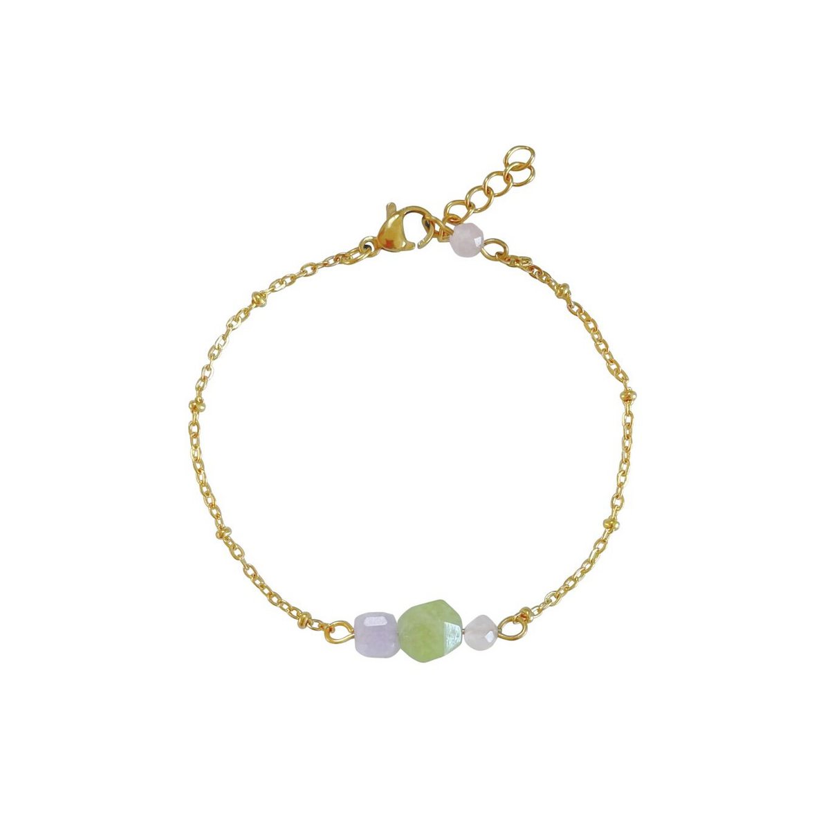 Peridot, Chalcedony and Rose Quartz Bracelet - Gold