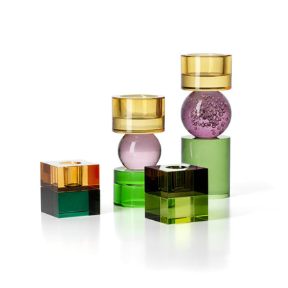 The Gem Blocks Candle Holder - Green Amber