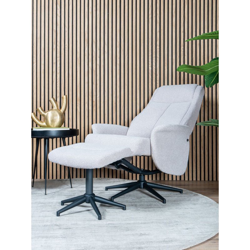 Relax armchair Bindy + Hocker – Bouclé – Natural