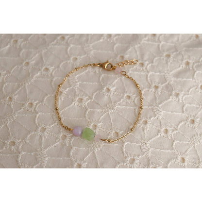 Peridot, Chalcedony and Rose Quartz Bracelet - Gold