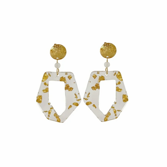 Moonstone Abstract Earrings - Gold