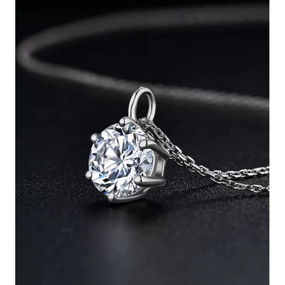 Classic 6 Claws Solitaire Pendant Necklace - Moissanite Stone