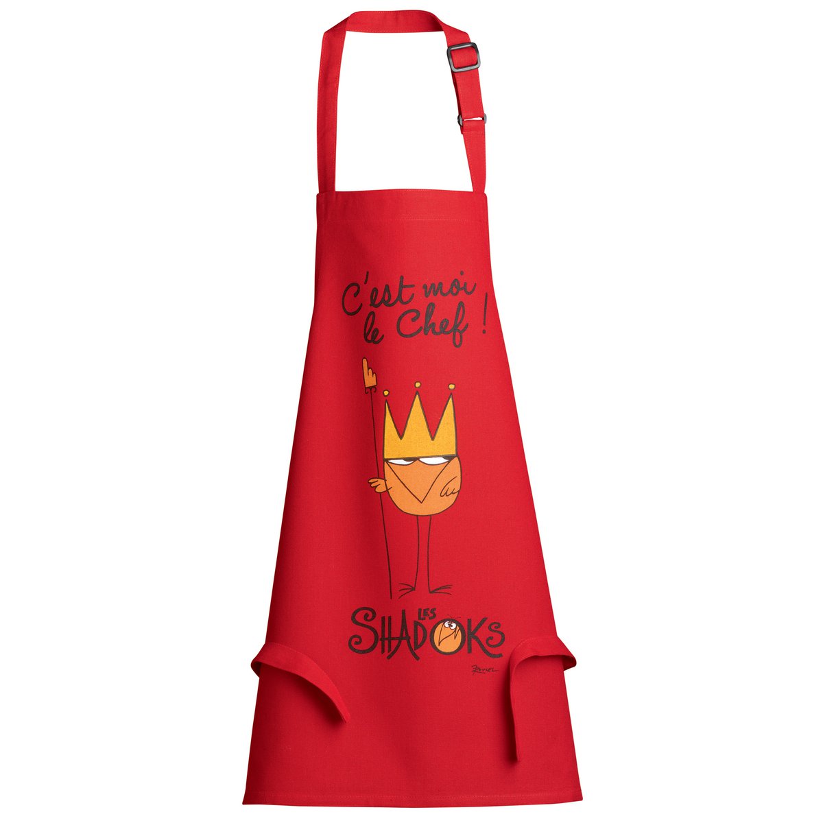 Children's kitchen apron Shadok Roi Chef Red 52 x 63