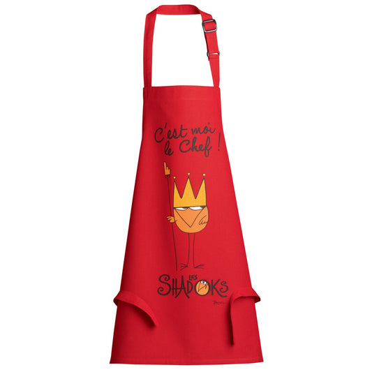 Children's kitchen apron Shadok Roi Chef Red 52 x 63