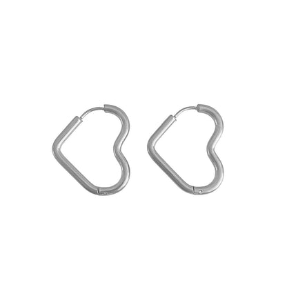 Stainless Steel Heart Earrings - Silver