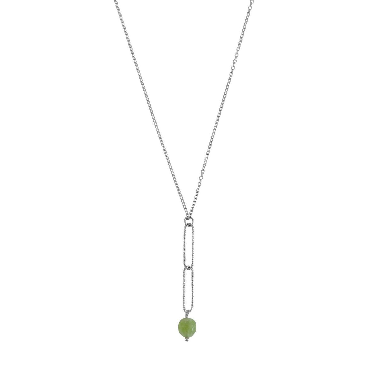 Peridot Y-Shape Necklace - Silver