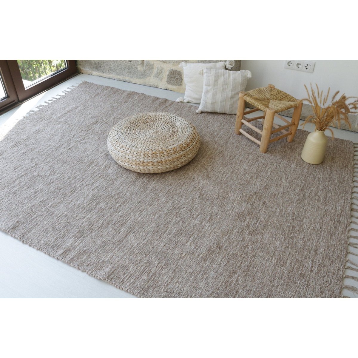 Large hand-woven recycled cotton rug